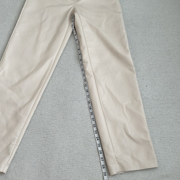 Aritzia Wilfred Cream Leather Straight Leg Pants Size 8 - Picture 5 of 8